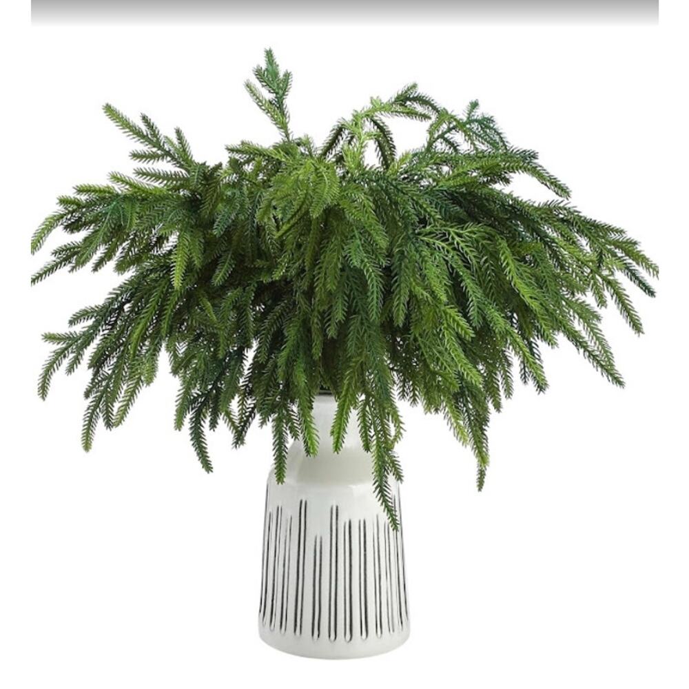 Christmas Norfolk Pine 18" Branches 12 Piece Artificial Plant for Centerpiece s3